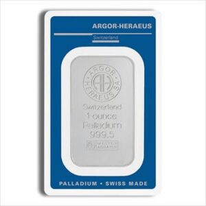 1 oz Palladium Bar - Argor-Heraeus (Carded)